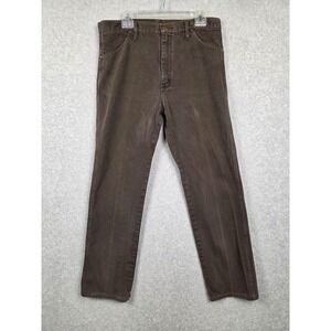 Wrangler Jeans Mens 35x32 Brown Cowboy Cut 13MWZKL Original Fit‎ Denim Western